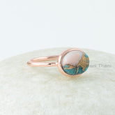 Pink Opal Ring - Rose Gold Plated - 8x10mm Gemstone - Pure Sterling Silver - Man Made Jewelry - Jewelry For Young Mom - Coper Turquoise Ring